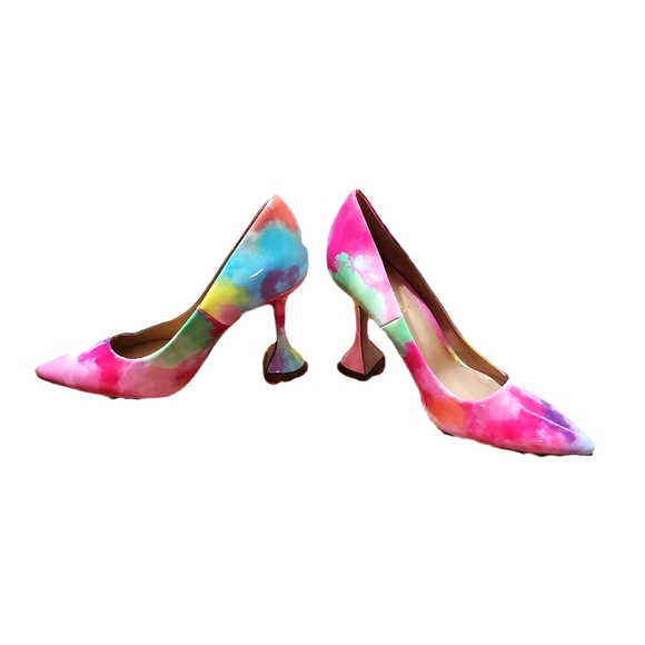 Watercolor Royal Pointed Toe Multicolor Women's Pumps Shoe Dazzle Size 9 EUC - Picture 4 of 12
